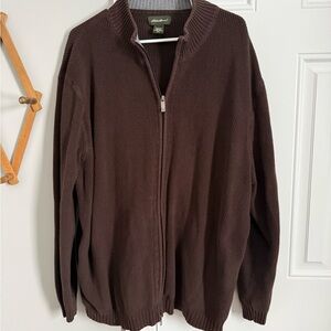 Eddie Bauer Men's Dark Brown Zip-Up Sweater